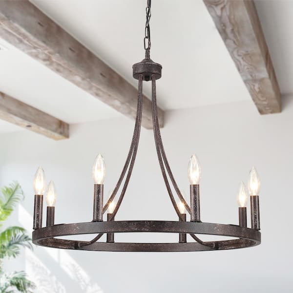 LWYTJO Loene 8-Light Antique Brown Farmhouse Candle Style Dimmable ...