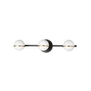 Sofia 23 in. 3-Light Matte Black Vanity Light with White Opal Glass Shade
