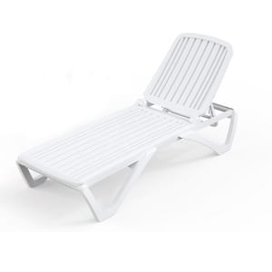 All Weather Outdoor Aluminum White Chaise Lounge Chairs Set of 3