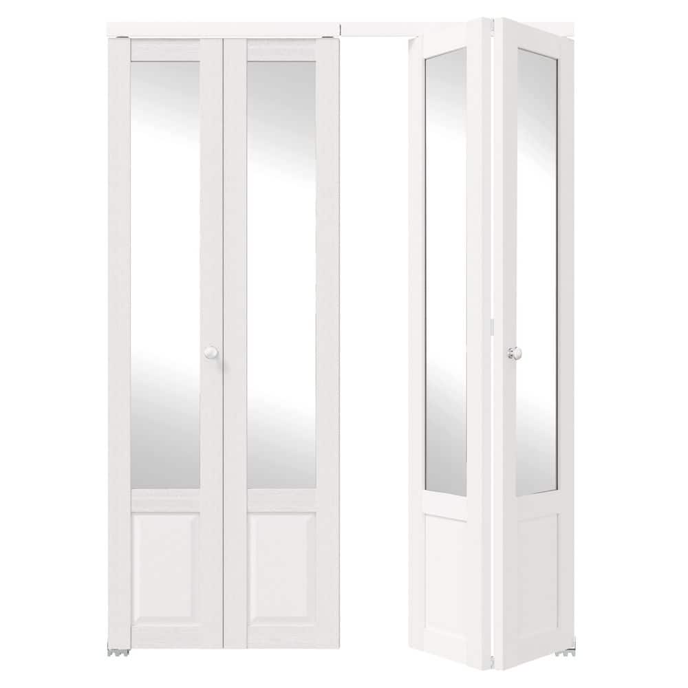60 in. x 80 in. 1/2-Lite, Mirrored Glass, Solid Core, MDF, PVC Covering Bi-Fold Door with Hardware Kits price history on PriceWatchPro