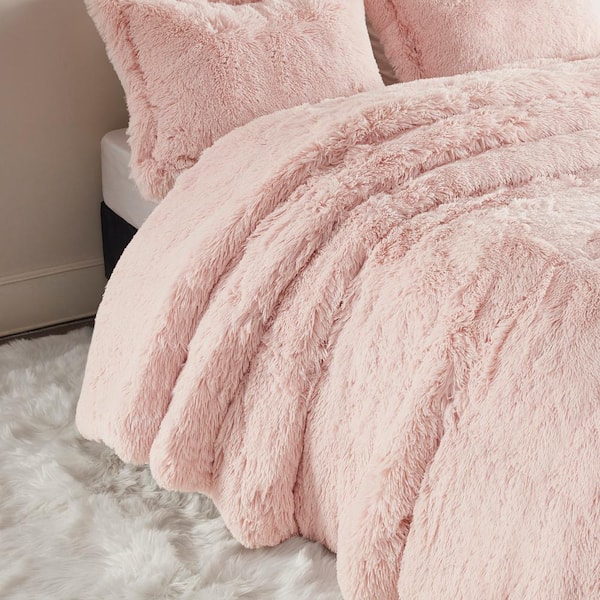 Pink Faux Fur Bed Linen Set of Four