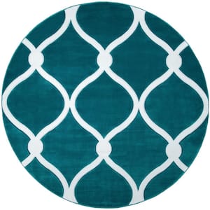 Bristol Rodanthe Turquoise 7 ft. 10 in. x 7 ft. 10 in. Round Rug