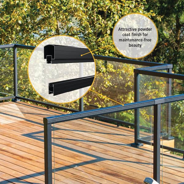 Peak Aluminum Railing 36 in. H x 40 in. W Matte Black Aluminum Deck Railing Wide Picket Gate