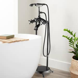 3-Handle Luxury Claw Foot Freestanding Tub Faucet in Matte Black