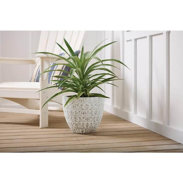 12 in. Aurelia Vintage Cream Decorative High-Density Resin Planter (12 in. D x 10.4 in. H)