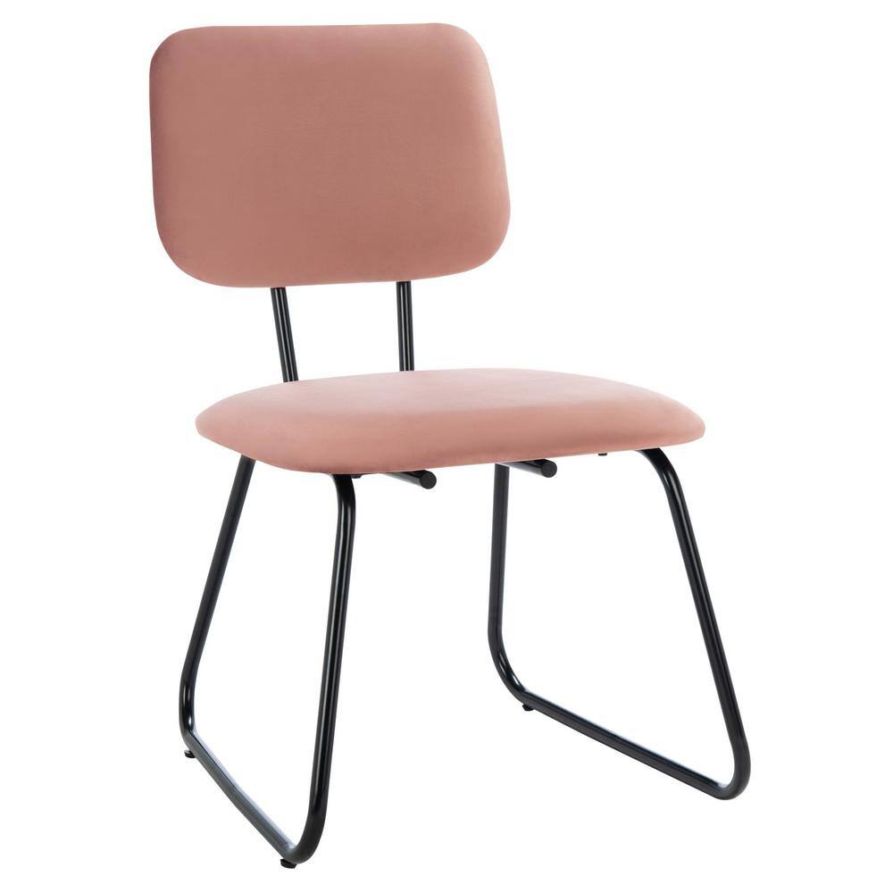 Chavelle Dusty Rose Velvet Upholstered Side Chair with Matte Black Frame