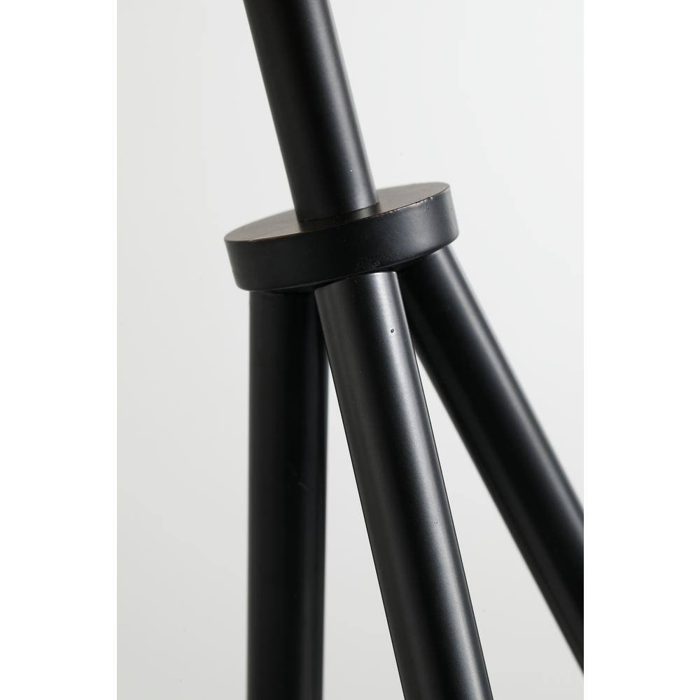 Black Iron Tripod Table Lamp with Rattan Shade