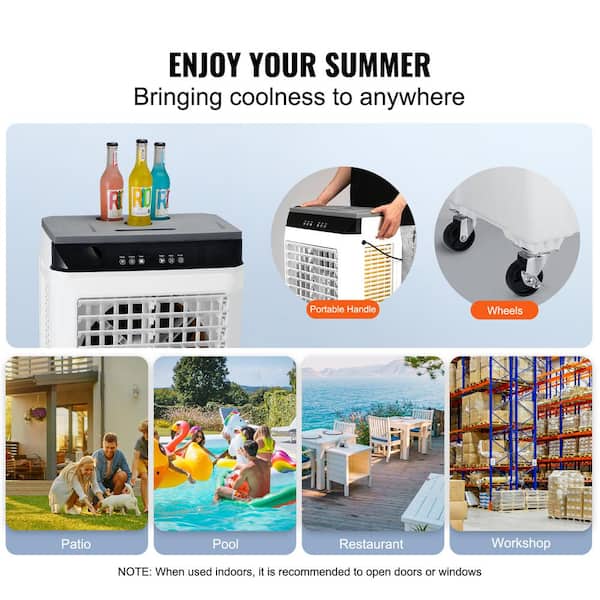 SKYSHALO Air Cooler 2100 CFM 3-Speeds Portable Evaporative Coller for 750 sq. ft. Oscillating Swamp Cooler with 12 H Timer SYZF120W36CM8FMDGV1-1121