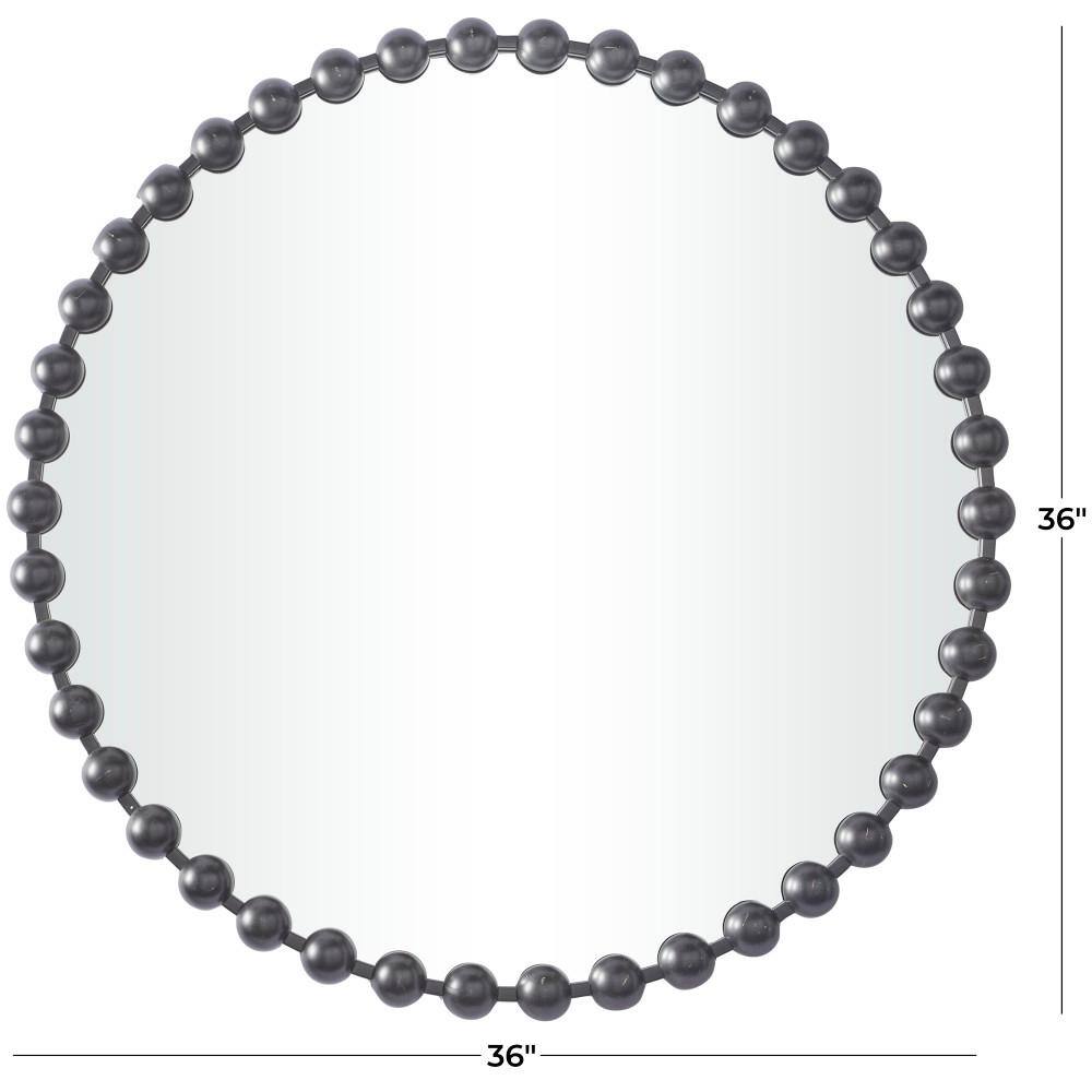 36" Round Black Beaded Frame Wall Mirror