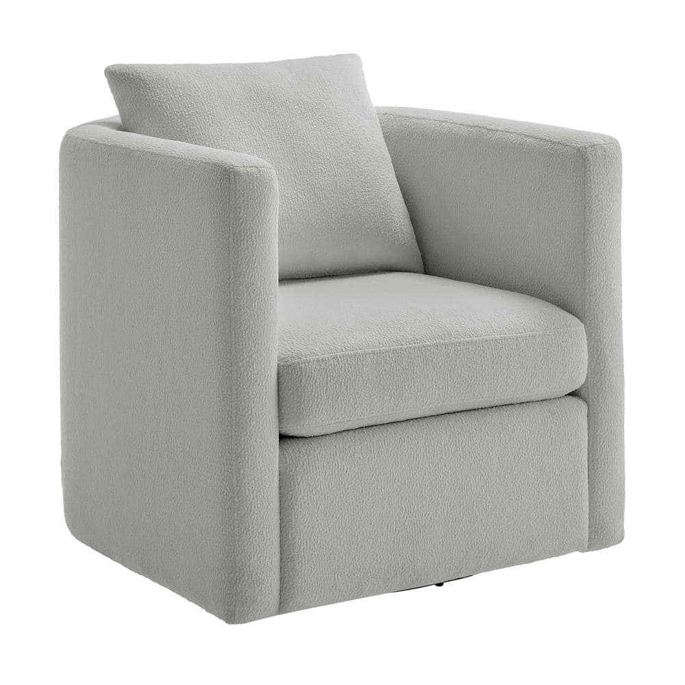 Sheldon Light Gray Performance Fabric Barrel Chair with Swivel