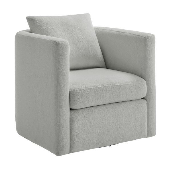 Unbranded Sheldon Light Gray Performance Fabric Barrel Chair with Swivel