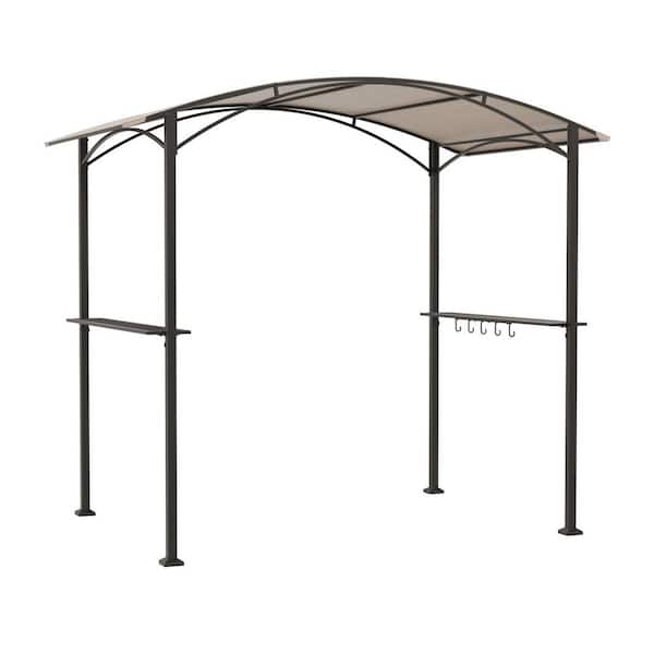 8 ft. x 5 ft. Outdoor Soft Top Grill Gazebo with 2 Side Shelves and Side Hooks, BBQ and Sunshade Shelter