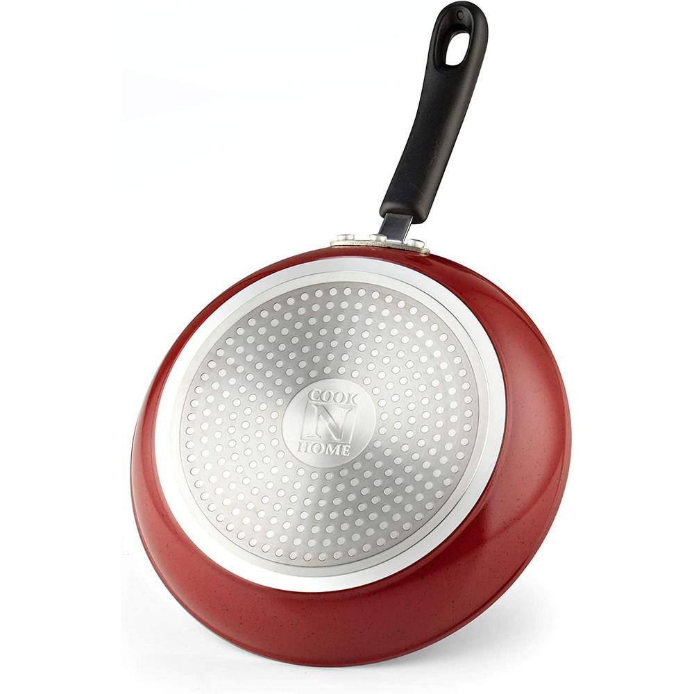 Marble Red Aluminum Nonstick Fry Pan Set, 8, 9.5, 11-Inch