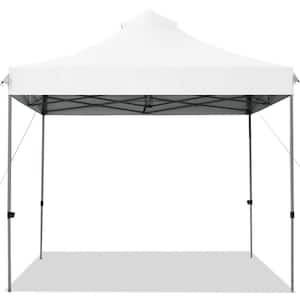 10 ft. x 10 ft. Portable Pop Up Canopy Event Party Tent Adjustable with Roller Bag White