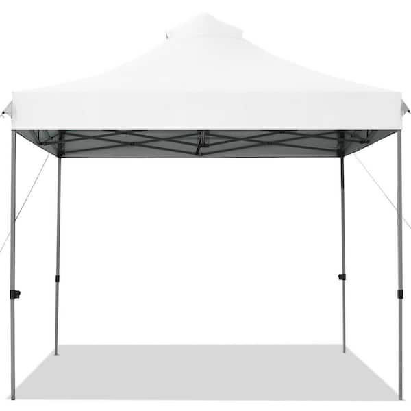WELLFOR 10 ft. x 10 ft. Portable Pop Up Canopy Event Party Tent Adjustable with Roller Bag White