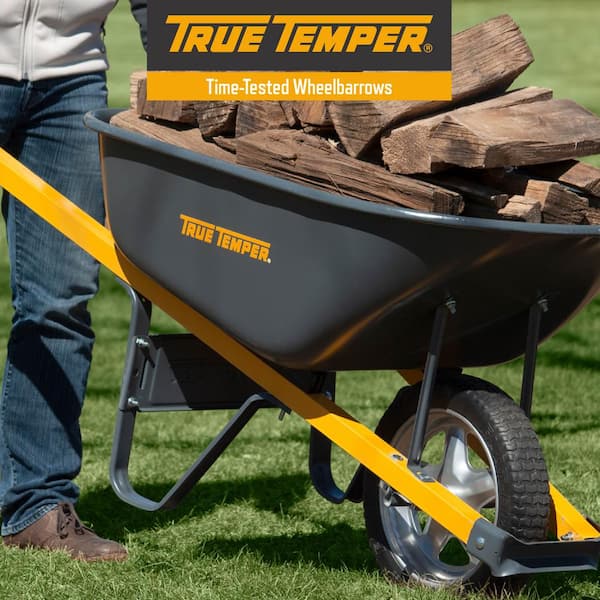 6 cu. ft. Wheelbarrow with Steel Handles and Flat Free Tire (Pack of 2)