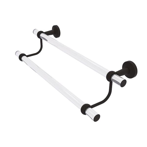 Allied Brass Pacific Beach Collection 36 in. Wall Mounted Double Towel Bar with Twisted Accents in Oil Rubbed Bronze