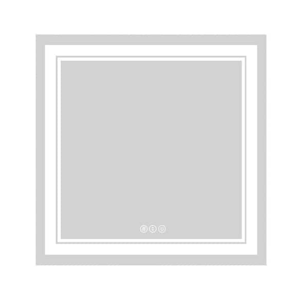 EPOWP 36 in. W x 36 in. H Rectangular Frameless Anti-Fog LED 8 Color Wall Bathroom Vanity Mirror in Silver