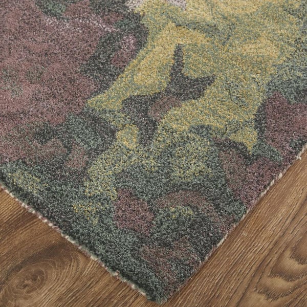 2 ft. x 8 ft. Green, Black Abstract Area Rug