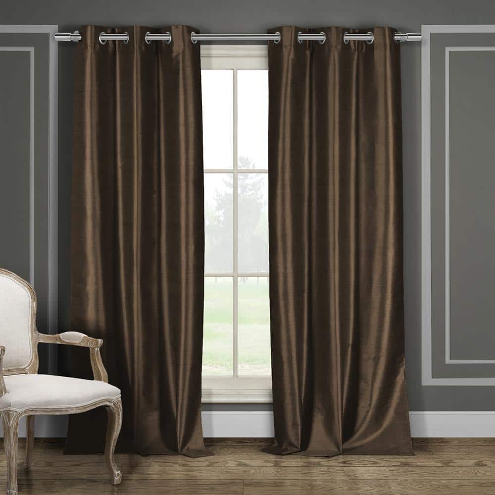 Daenerys 38 in. W x 84 in. L Polyester Window Panel in Chocolate (Case Pack