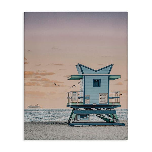 Stupell Industries Miami Lifeguard Stand by LSR Design Studio Unframed Coastal Graphic Art Print 40 in. x 30 in.