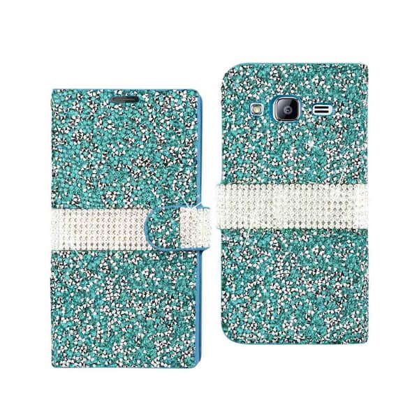 REIKO Galaxy J3 Rhinestone Case in Blue