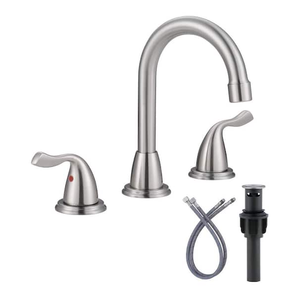 WOWOW 8 in. Widespread Double-Handle Bathroom Faucet in Brushed Nickel