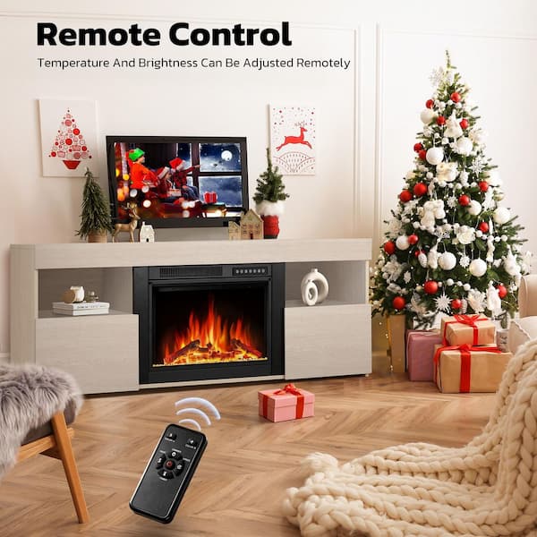 R.W.FLAME 59 in. Wooden Freestanding Electric Fireplace, Modern