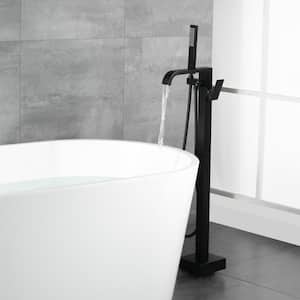 Single Handle Freestanding Tub Faucet Bathtub Filler with Hand Shower in Matte Black