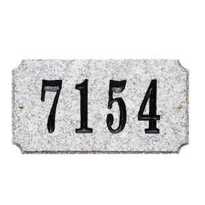 Executive Rectangle Granite Address Plaque in White Granite Natural Stone Color