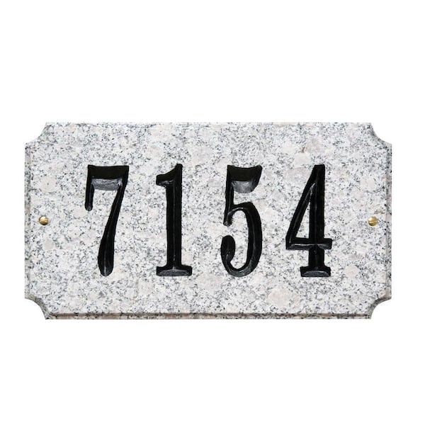 QualArc Executive Rectangle Granite Address Plaque in White Granite Natural Stone Color