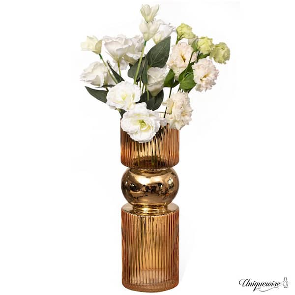 Uniquewise 14 in. Decorative Orange Tall Glass Vase - Modern Minimalist Decor for Parties, and Special Events.