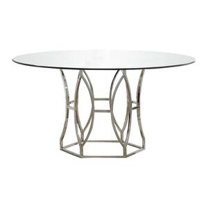 Laurie 54 in. Silver Glass Round Dining Table