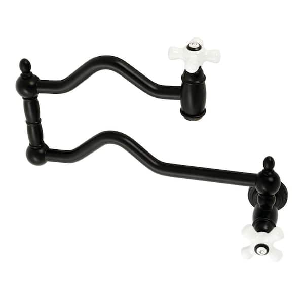 Heritage Wall Mount Pot Filler Faucets in Matte Black