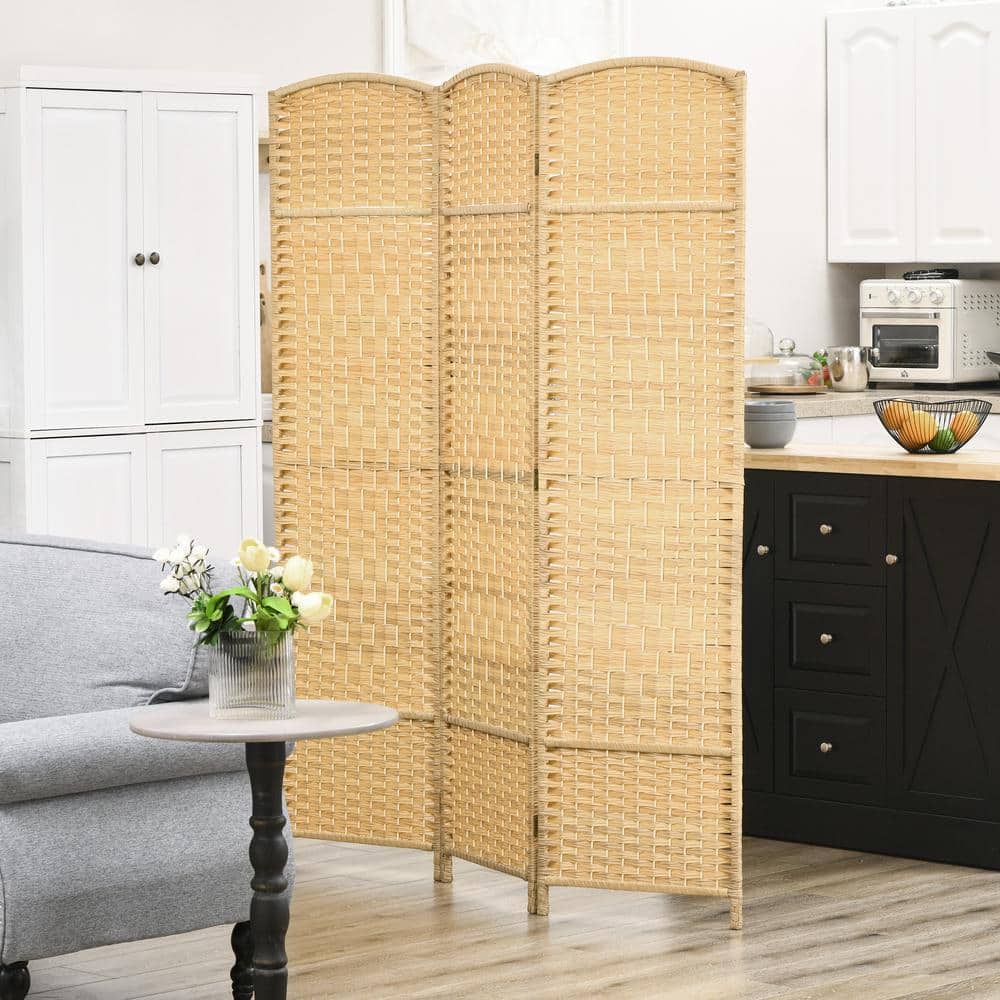 Nature Wood 6' Tall 3-Panel Folding Room Divider