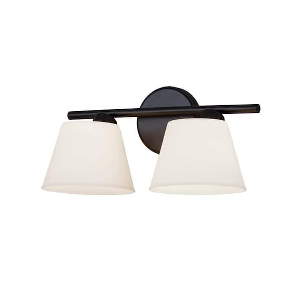 Justice Design Fusion 2-Light Matte Black, Opal Wall Sconce