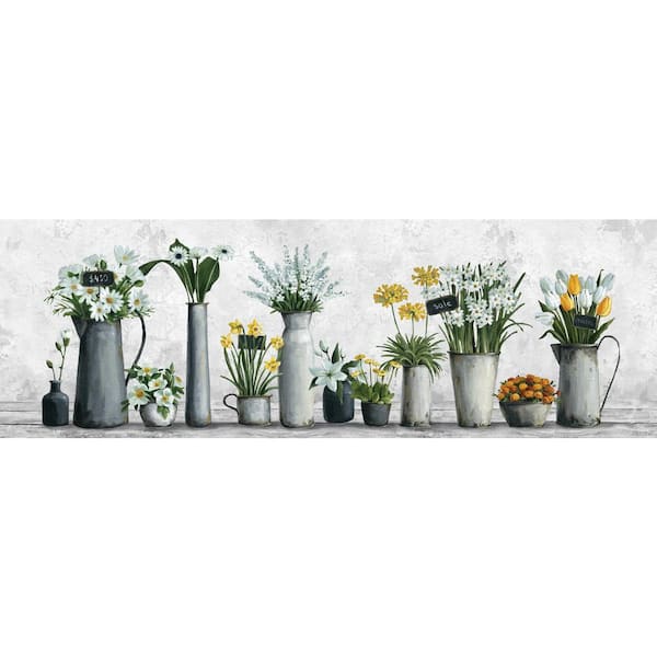 Unbranded "White and Yellow Flowers" by Parvez Taj Unframed Canvas Nature Art Print 5 in. x 15 in.