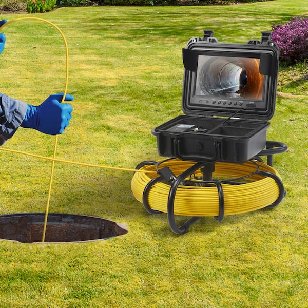 Sewer Camera 230 ft. /70 m, 9 in. Screen Pipeline Inspection Camera with DVR Function Waterproof IP68 for Sewer Camera