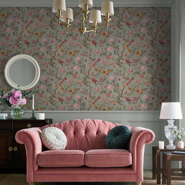 Laura Ashley Lingmell Trail Antique Green Wallpaper 143320 - The