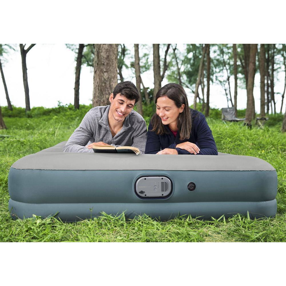 Gray Queen Inflatable Air Mattress with Rechargeable Pump