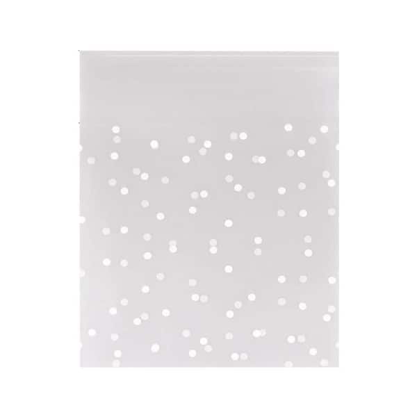 White Polka Dot Self Adhesive Cookie Bags with Thank You Stickers 3.9 x 3.9 OPP Plastic for Gift Giving 100-Piece