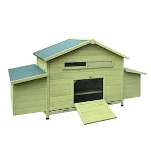 Wooden Chicken Coop Outdoor Hen House Poultry Cage with 2 Sides Large Nesting Boxes, 2 Free-range Doors