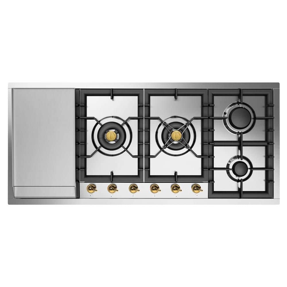 Nostalgie II 48 in. Built in Gas Cooktop with 6-Sealed Burners, Griddle in Stainless Steel