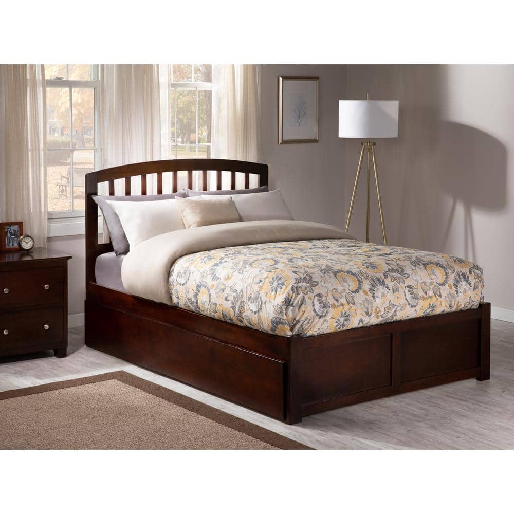 Richmond Walnut King Wood Platform Bed with Twin XL Trundle