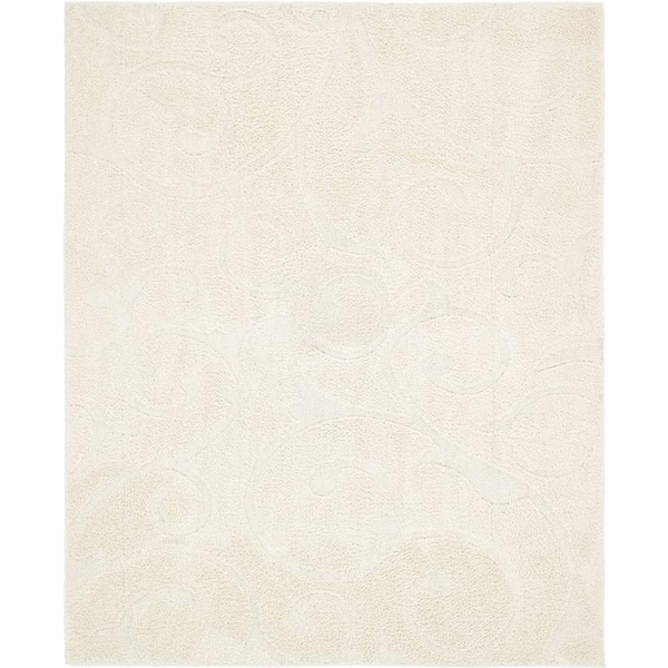 Unique Loom Floral Shag Carved Ivory 8' 0 x 10' 0 Area Rug