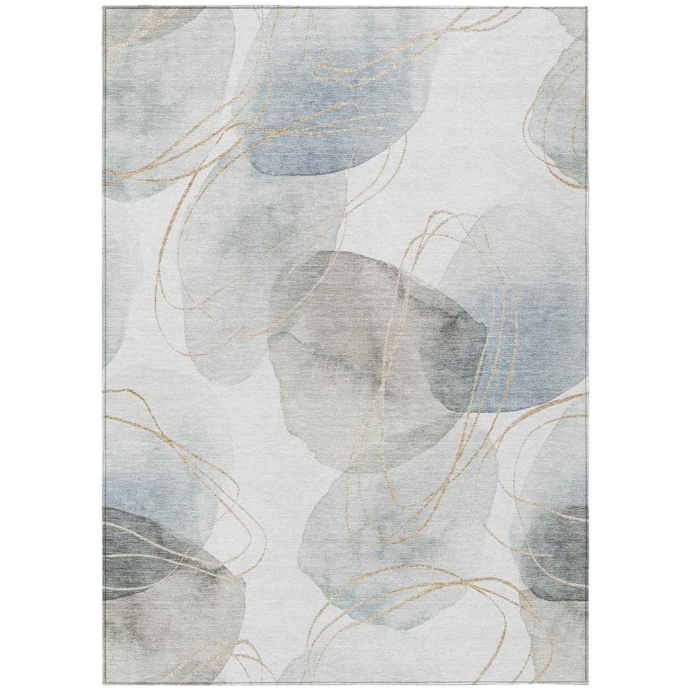Ivory Blue and Gray 9 ft. x 12 ft. Woven Abstract Rectangle Indoor/Outdoor Area Rug price history on PriceWatchPro