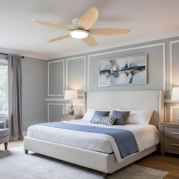 42 in. LED Indoor Oak Natural Ceiling Fan with 3 CCT, Remote/APP Remote, 6 Speed Adjustment, Reversible Fan Blades