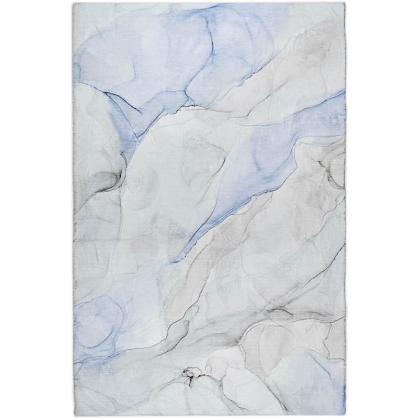 Dream Shag Premium Machine Washable Abstract ADS515 Blue 9 ft. x 12 ft. Area Rug