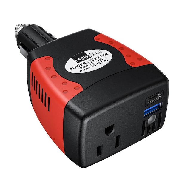 150W Car Power Inverter, DC 12V to 110V AC Converter with PD 30W QC 3.0 18W USB Charger for Laptop and Devices