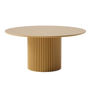 Abberton Natural Color Oak Wood Column Base 60 in. Round Dining Table (Seats 6)